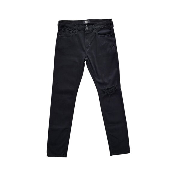 Paige Lennox Transcend Slim Straight Jeans Black Shadow Destructed Men's 32